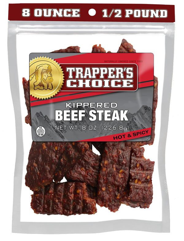 Old Trapper, Trapper's Choice Hot & Spicy Kippered Beef Steak, Eight-Ounce Individual