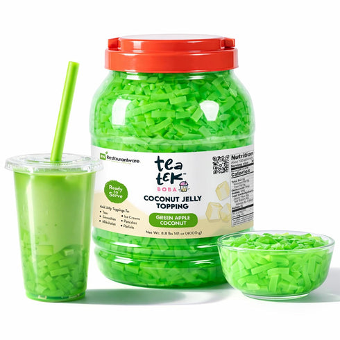TEA TEK 8.8 Pound Coconut Jelly 1 Count Green Apple Coconut Boba Jelly Jars