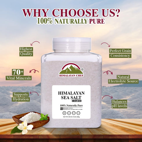 5 lb Himalayan Chef Coarse Grain Himalayan Sea Salt, Jar - Pure, Natural, Non-GMO, Kosher, Ideal for Cooking, Baking