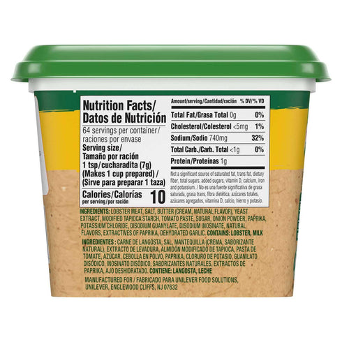 Unilever Foods Solutions - North America 16oz (1Lb) 454g (Pack 1) Lobster Langosta Base