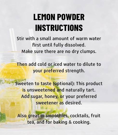Egcina 18 oz 100% Pack Lemon Juice Powder - No Sugar, No Additives, Freshly Squeezed Pure Freeze-Dried Lemon Powder