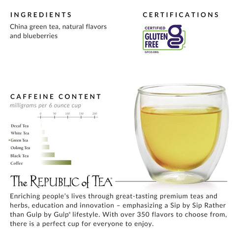 50 The Republic of Tea - Black Raspberry Green Tea, Tea Bags, Tin | Flavored Berry Tea | Caffeinated