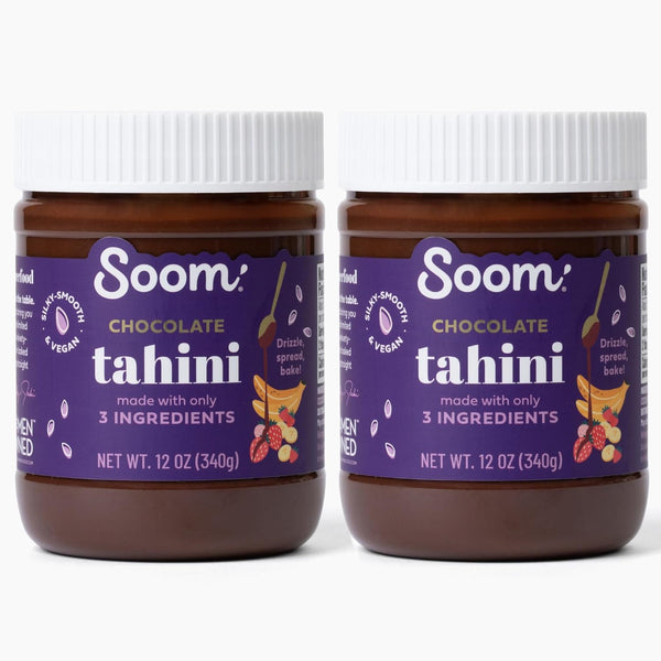 Soom Foods Chocolate Sesame Spread - 12oz (2 Pack) | Low Sugar, Dairy-Free, Nut-Free, Gluten-Free, Palm Oil-Free, 5g