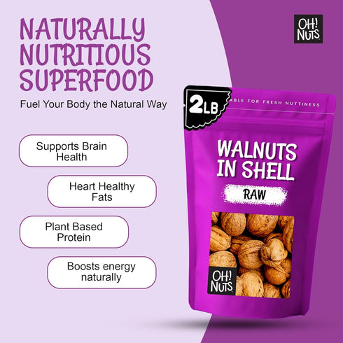 100% 2 lb Packed Oh! Nuts Walnuts in Shell - Raw - Natural - - Whole Walnuts for a Healthy Vegan Snack - in New York