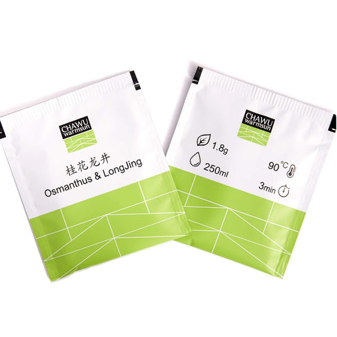 ChaWuWarmSun Osmanthus & LongJing Green Tea Bags, 50 Tea Bags, Natural Flower and Broken Tea