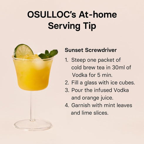 Sunset Packets (20ea, 1.76oz) OSULLOC Peach Cold Brew Tea, Sweet peach flavored iced tea, Hydration Tea