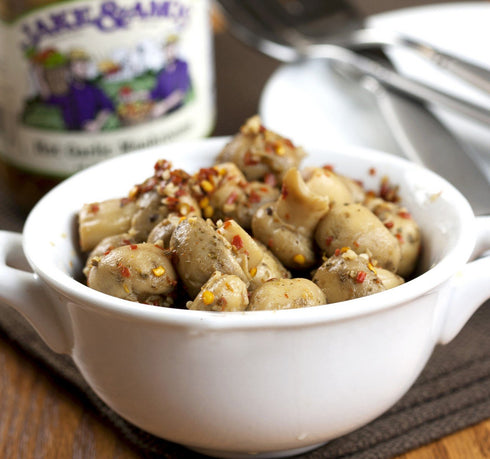 Jake & Amos 16 Oz. (Pack 2) Pickled Hot Garlic Mushrooms, Jars