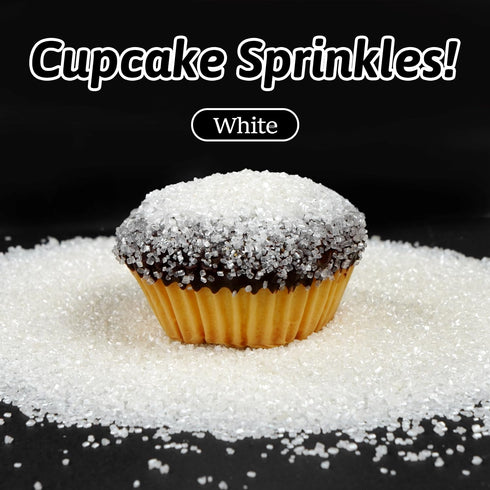 150g Edible White Sanding Sprinkles, White Sugar Rim Crystals Sprinkles for Cocktails Decorating, Cake, Cupcake