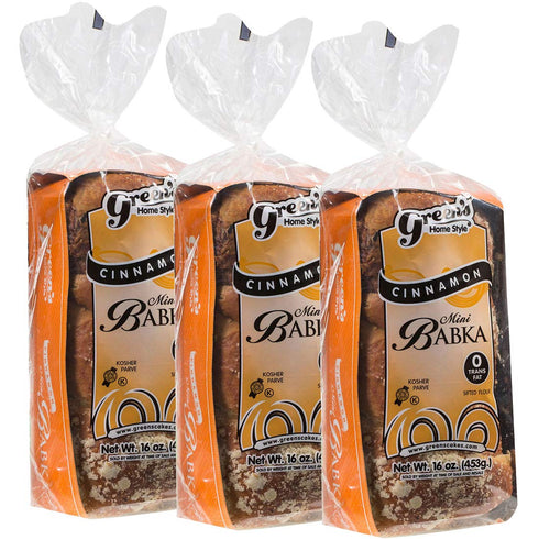 Green's Bakery Mini Cinnamon Babka Cakes, 3 Pack 16 oz. Fresh Fresh