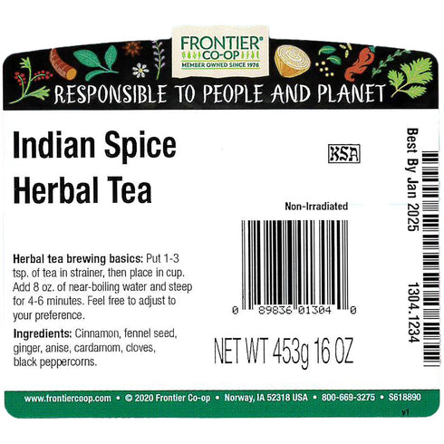 1lb 16 (Pack 1) Frontier Co-op Indian Spice Herbal Tea | Ounce