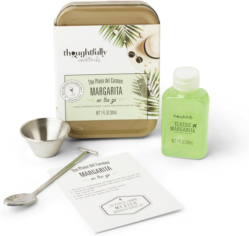 Thoughtfully Cocktails, Cocktail Kit Travel Tin Gift Set, Classic Margarita Mixer, Jigger, Bar Spoon