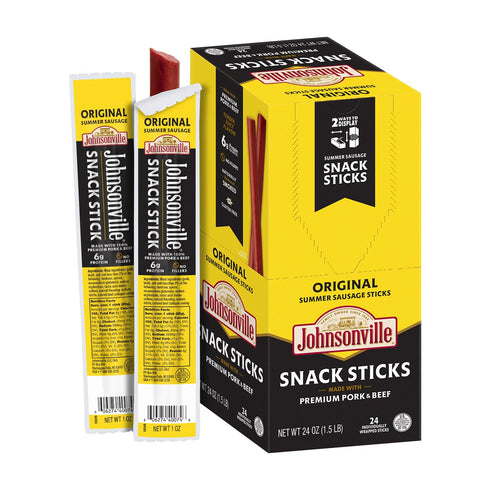 Johnsonville Summer Sausage Snack Sticks - Dairy Free, Gluten Free Protein Snacks,