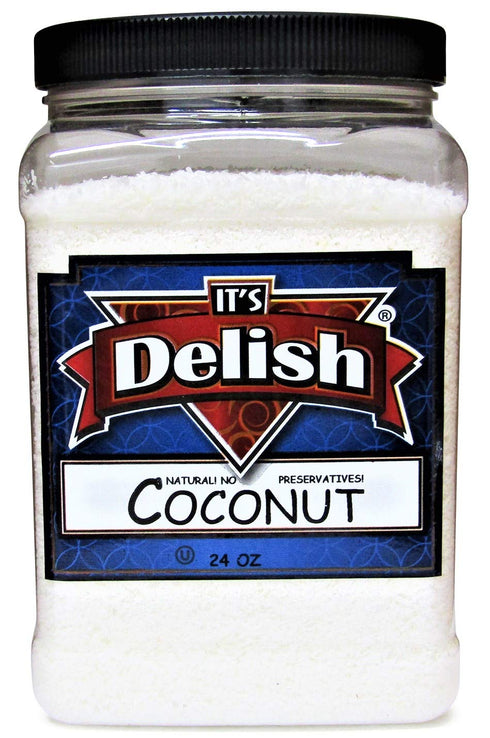 24 Oz (1.5 LB) Gourmet Macaroon Ground Coconut by Its Delish Jumbo Container Raw, Unsweetened, Natural & Gluten-Free