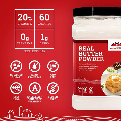 2LB (Pack 1) Hoosier Hill Farm Real Butter Powder