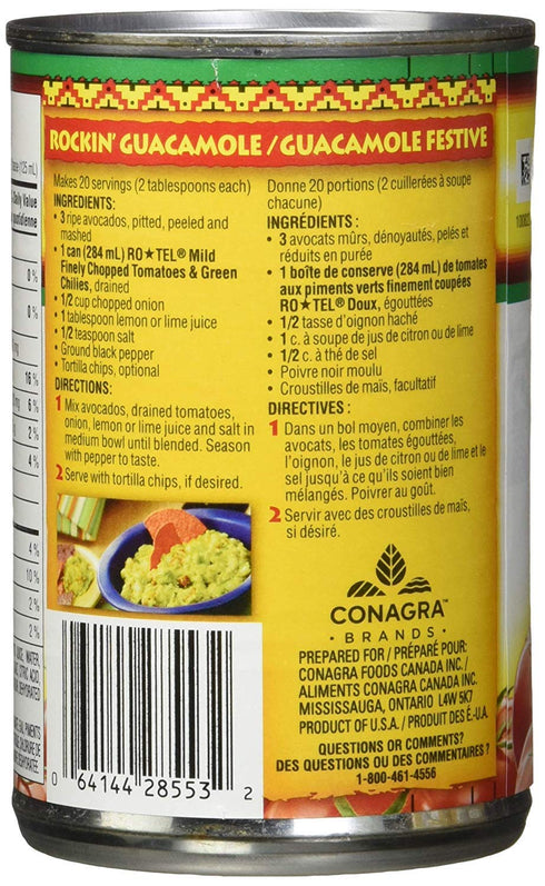 284ml/9.6oz Rotel Salsa Mild Finely Chopped Tomatoes & Green Chilies Imported from Canada