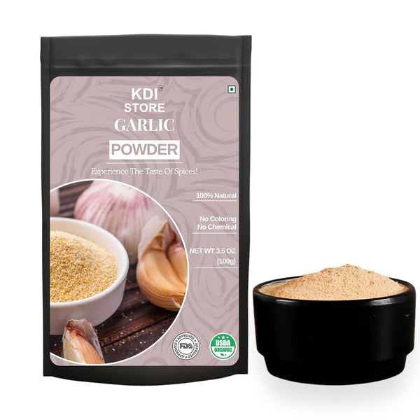 Store KDI 100% Natural Garlic Powder, USDA Organic, No Chemicals or Coloring,(100g), Seasoning