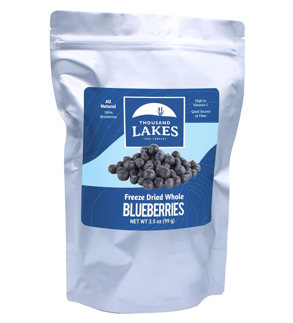 Thousand Lakes Freeze Dried Fruit, Blueberries 3.5 ounces, No Sugar Added, 100% Whole Blueberries