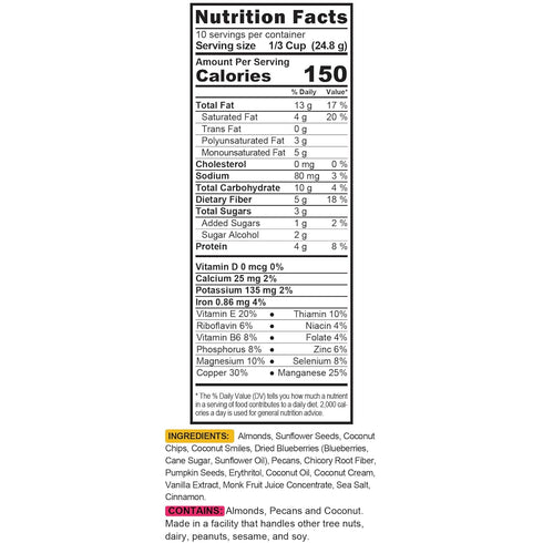 YOLEEZ 3g 10 TGB Blueberry Keto Granola | Net Carb Cereal | Gluten Free Low Carb Nut Snack, Ounces
