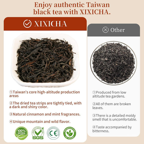 100g /3.5oz80 XIXICHA Taiwan Black Tea Loose Leaf, Full-Bodied & Smooth, Rich in Flavor, Naturally Sweet, Sun Moon Lake