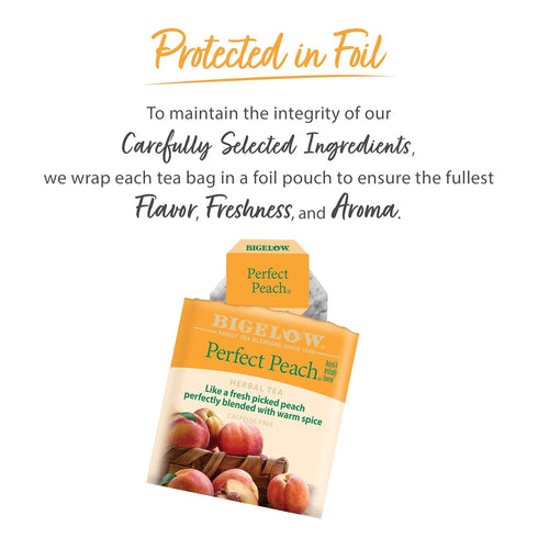 Bigelow Perfect Peach Herbal Tea - Caffeine Free with Peach and Herbs, 20 Count Box (Pack of 6)