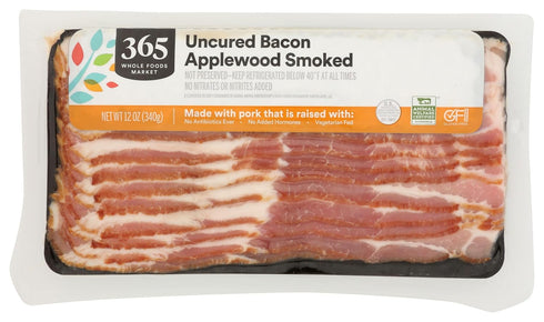 365 by Whole Foods Market , Bacon, Uncured Applewood Smoked, 12 Ounce