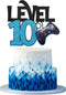Level 10 Game Birthday Cake Topper - Blue Cake Supplies for Boy's 10th Birthday Level Up Party - Game On Winner