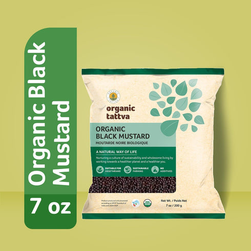 (7 oz/200 Organic Tattva Black Mustard Seed gm) - Organic Mustard Seeds for Cooking & Seasoning - Whole Spices