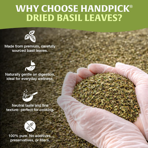 40 (100g/ 3.5oz) 100% Packed HANDPICK Dried Basil Leaves Servings Non GMO, Gluten Free, Raw Whole Tulsi Leaf, Sourced