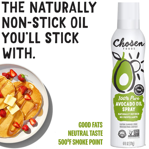 Chosen Foods 100% Pure Avocado Oil Spray - Keto and Paleo Friendly Cooking Spray for Baking and Frying