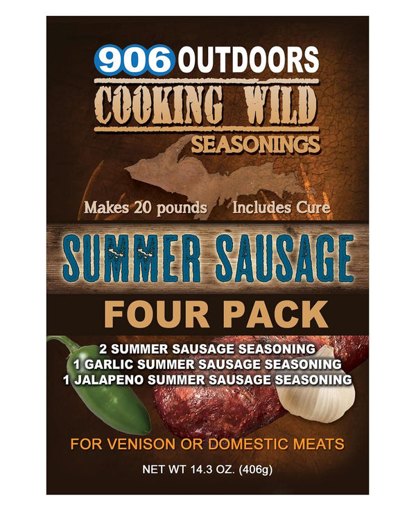 Cooking Wild Seasonings SUMMER SAUSAGE Variety Four Pack, Seasons up to 20 pounds of Wild