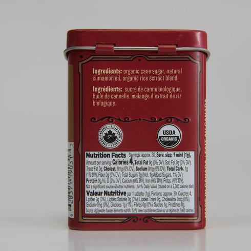 Clawhammer Organic Mints, USDA Certified Organic, Hot Cinnamon, 30 Count Tin