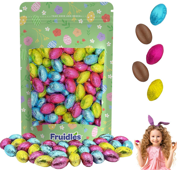 Easter Chocolate Eggs - Multicolored Foil Wrapped Milk Chocolate, Kosher Half-Pound Approx. 45 Eggs