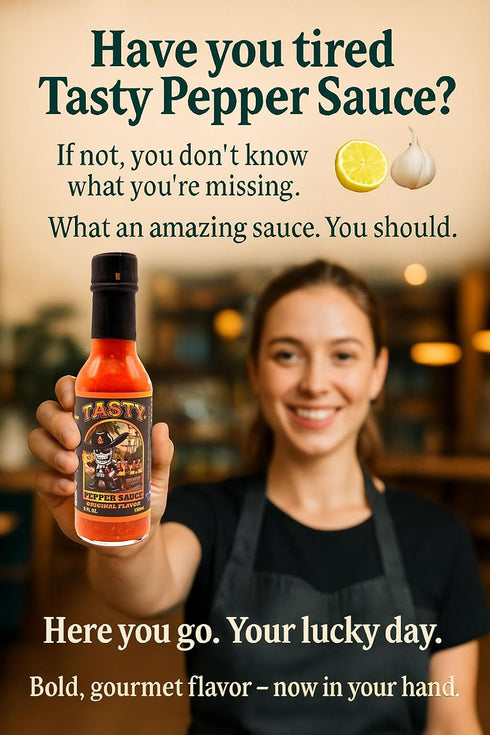 TASTY PEPPER SAUCE (30k 5 oz Caribbean Scotch Bonnet Hot Sauce, Salsa Picante Gourmet Pepper Sauce, Texas Made