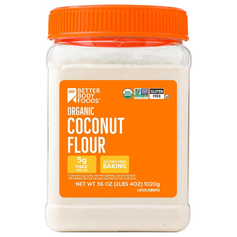 BetterBody Foods Organic Coconut Flour 2 Pound Jar, Gluten-Free White Flour Alternative