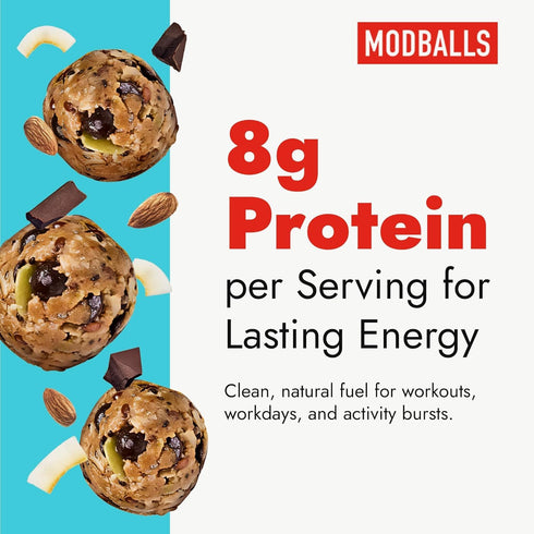 10 Count, 7.05oz 8g Happy Wholesome Almond Coconut Chocolate Protein Balls, Bag, Protein per Serving, Individually