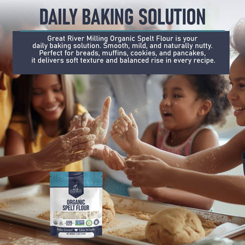 2 Lb Great River Milling Organic Spelt Flour | Whole Grain Ancient Wheat Flour | USDA Organic, Non-GMO, Kosher | High