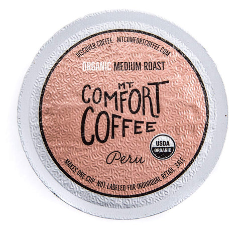 80 Count 2.0 Mt. Comfort Coffee Organic Peru Medium Roast, Coffee Pods - K-Cup Compatible Including - Roasted Ground