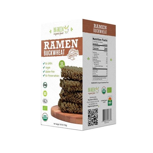 Big Green Organic Food- Organic Buckwheat Ramen, 25.3oz, 100% buckwheat, Gluten-Free, Non-GMO,