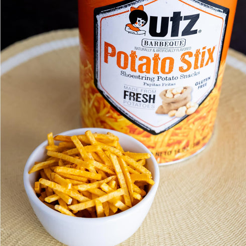 14 oz Utz Potato Stix, BBQ Flavor, Canister