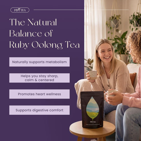 PiPi Tea 20 (4g Organic Oolong Tea Bags Whole Leaf, Bags Each) Cortisol & Calming Tea for Anxiety, Stress, Weight Loss