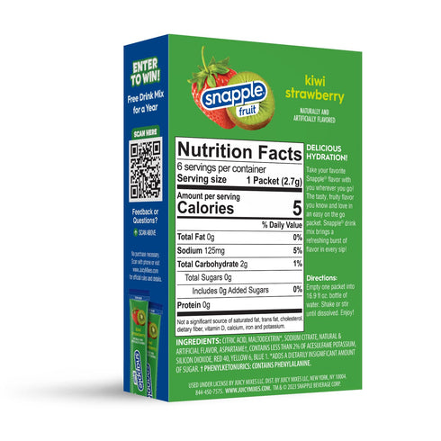 12 6 72 Snapple Kiwi Strawberry Powder Drink Mix - Boxes of Powder Sticks, Sticks Total | Sugar Free | On-the-Go