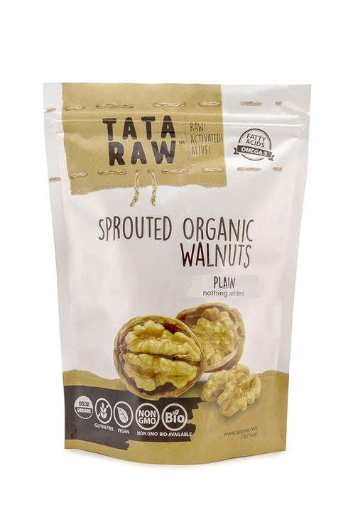 TATA RAW - Sprouted Organic Walnuts - PLAIN. Nothing added -1 lb.