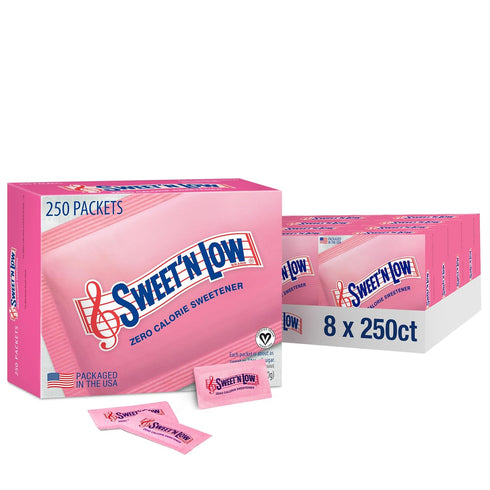 Sweet'N Low Zero Calorie Sweetener Packets, 250 Ct Box, 8 Pack, Kosher