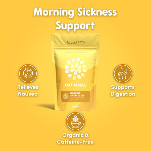 Oat Mama Morning Sickness Relief Tea - Natural Nausea Relief for Pregnant Women - Decaf Ceylon Black Tea with Ginger