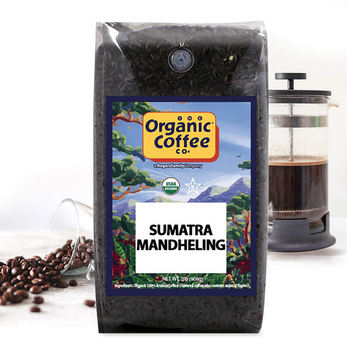 2LB (32 The Organic Coffee Co. Sumatra Mandheling Whole Bean Coffee Ounce) Medium Light Roast USDA Organic