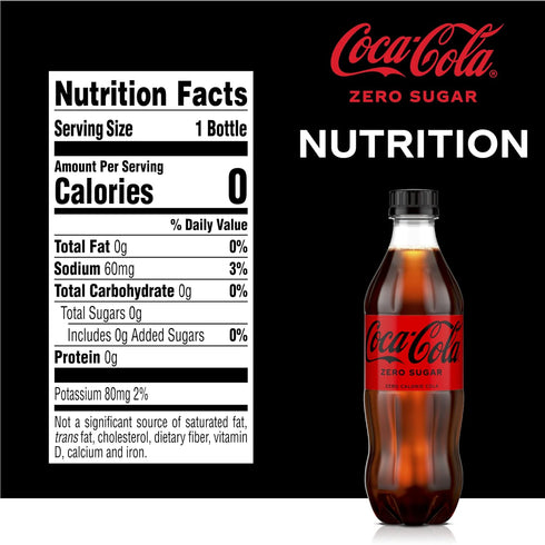 16.9 oz, 12 Pack Coke Zero Sugar Diet Soda Soft Drink, fl
