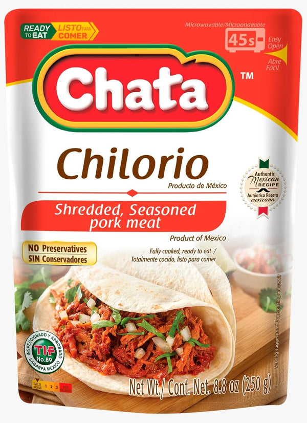 Chata Mexican Pork Chilorio, Seasoned Shredded Pork, 8.8 oz