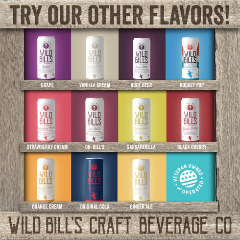 12 Oz 12 Pack Wild Bill's Black Cherry Soda Classic Craft Soda Pop Soft Drinks, Sodas Made with Pure Cane Sugar