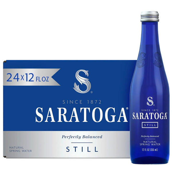 Saratoga Spring Water Bottles, 24 Pack Still Bottled Water - Glass Bottles