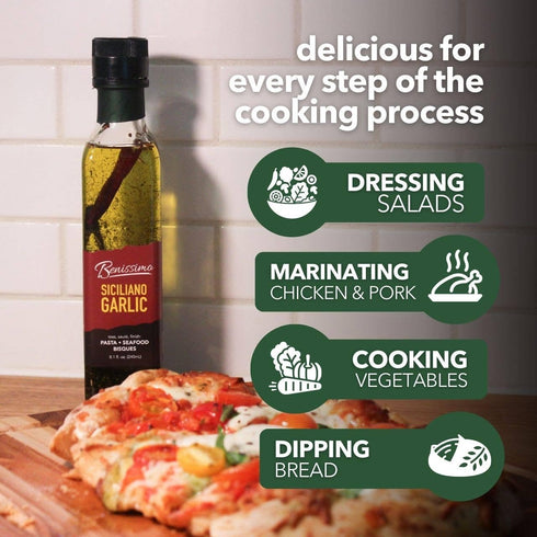 8.1 oz Siciliano Herb Infused Oil, All Natural Gourmet Cooking Oil with Fragrant Mediterranean Herbs, Ideal